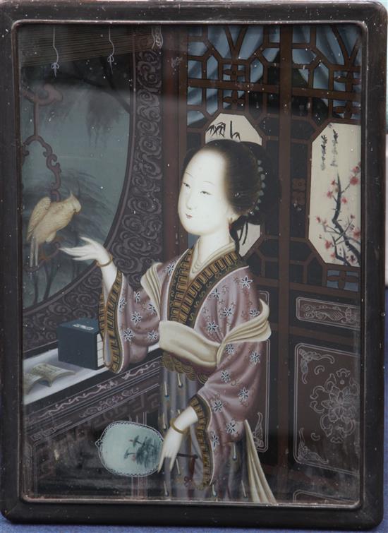 A Chinese reverse painting on glass, late 19th / early 20th century, 58 x 42cm.